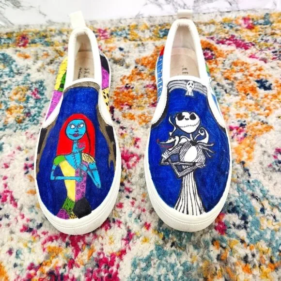 Sketchers Memory Foam Slip On Sneakers with Nightmare Before Christmas Size 8.5 - Picture 1 of 9